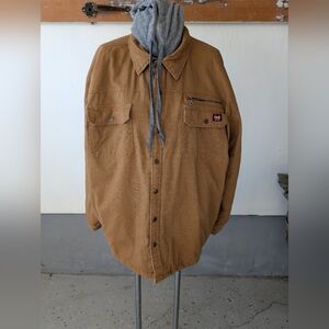 Jacket Wrangler Workwear Tan Jacket Gray Hoodie Snap Closure Big Men